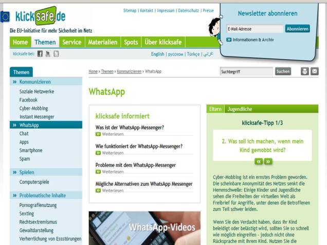 WhattsApp klicksafe website